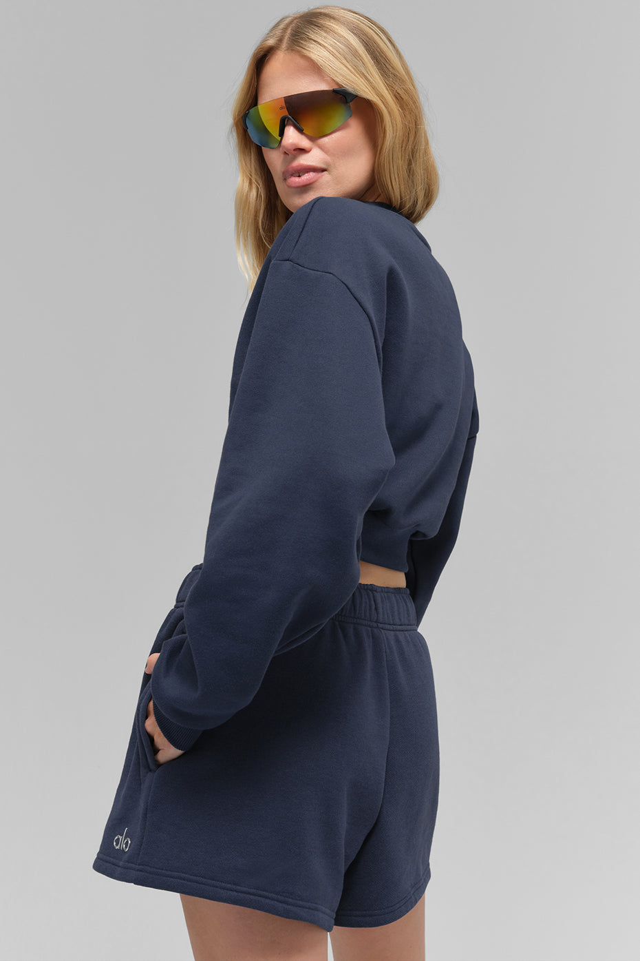 Cropped Accolade Crewneck - Navy--2