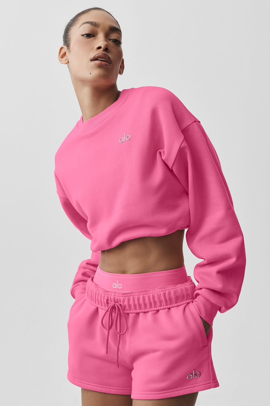 Cropped Accolade Crewneck - Paradise Pink--2