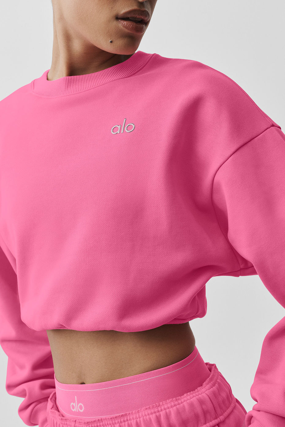 Cropped Accolade Crewneck - Paradise Pink--3
