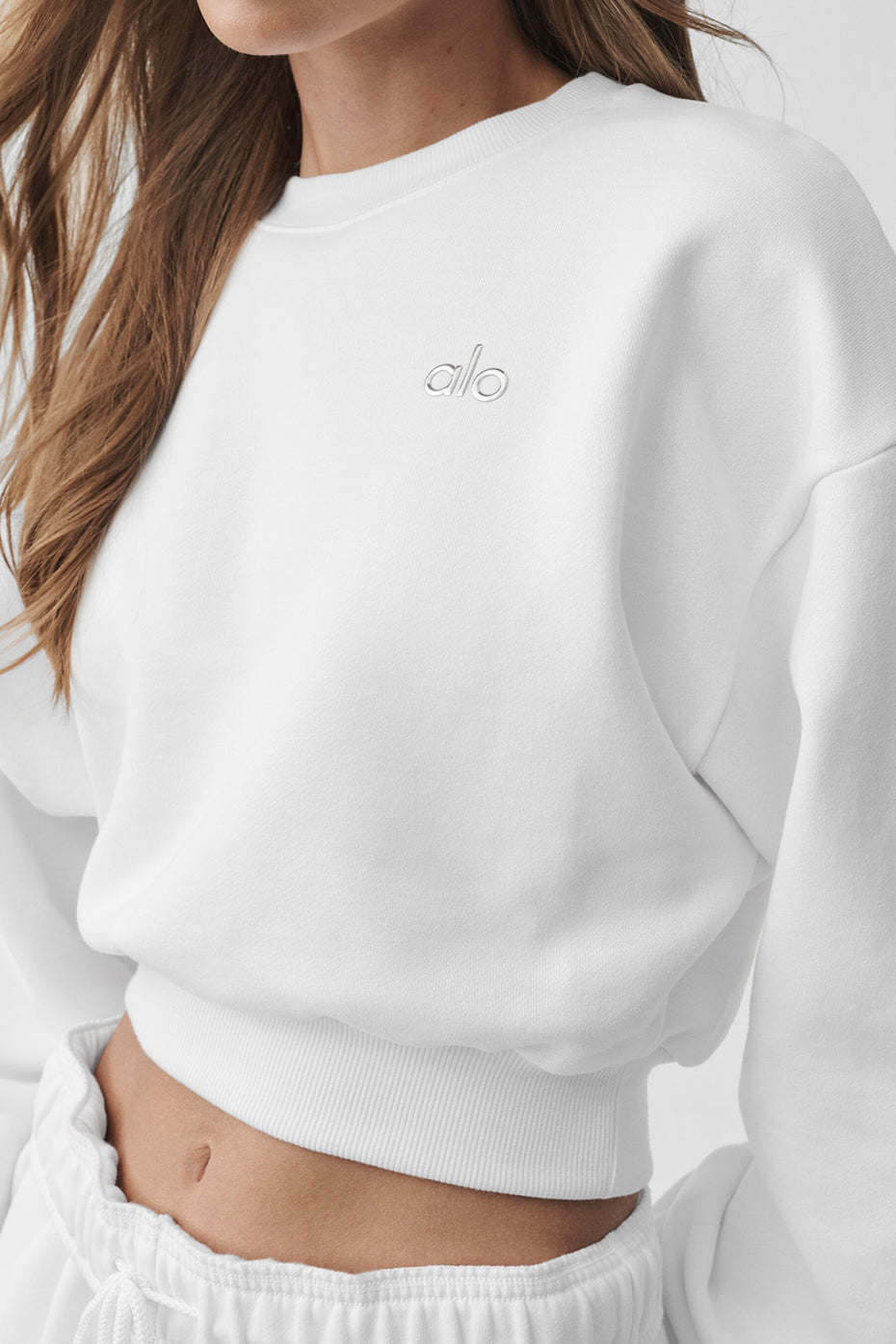 Cropped Accolade Crewneck - White--3