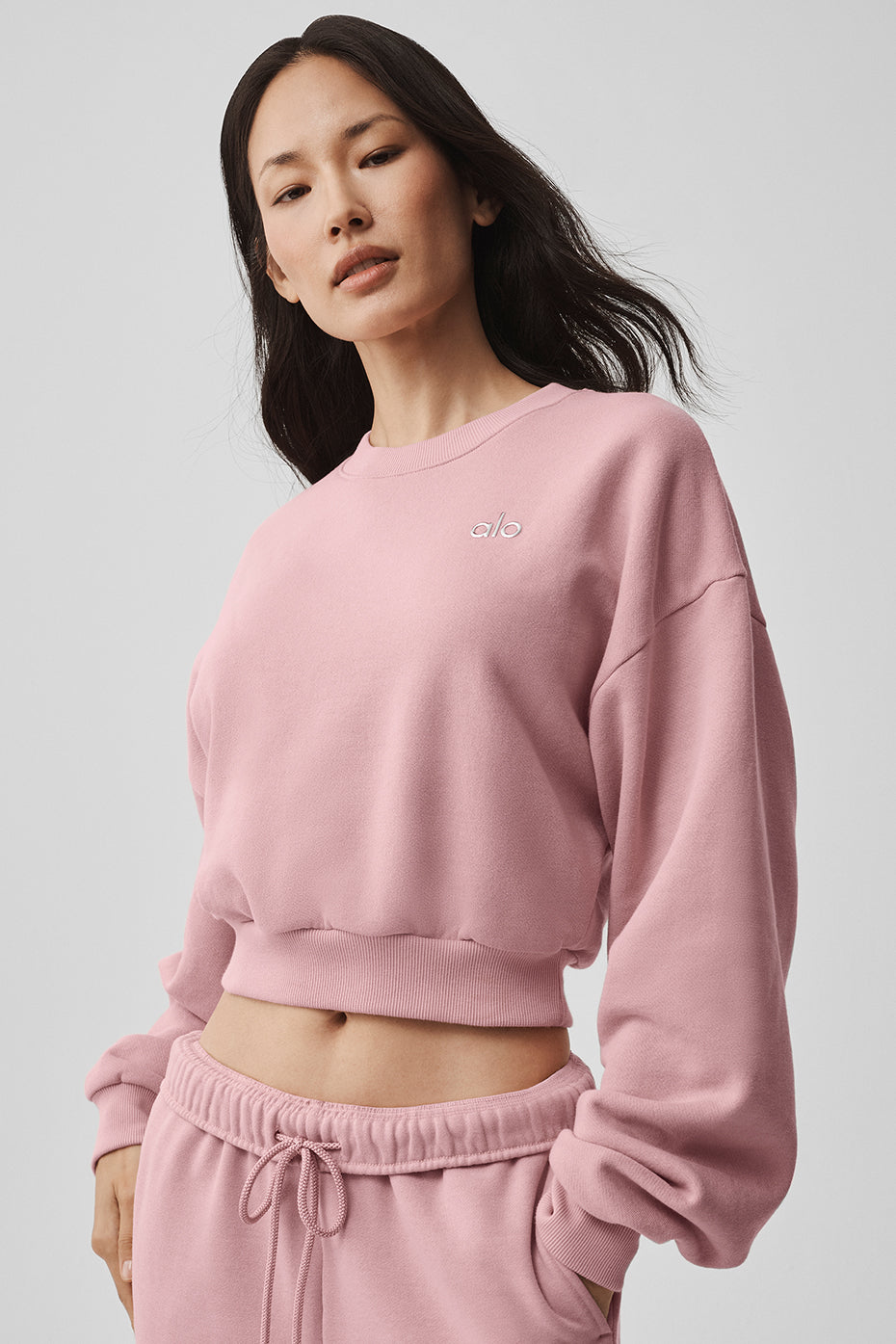 Cropped Accolade Crewneck - Vintage Pink--4