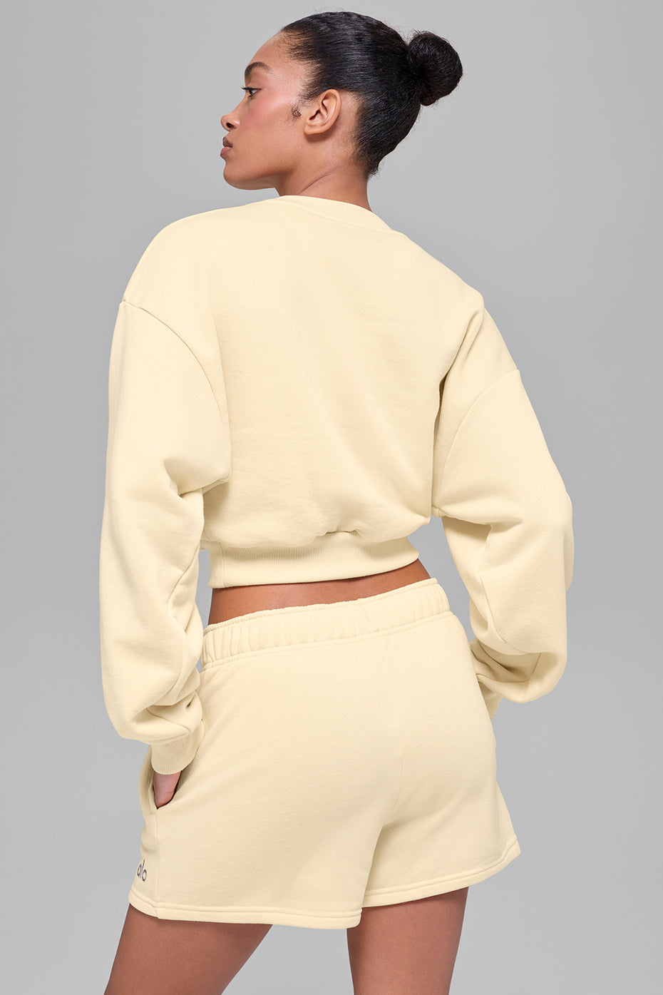 Cropped Accolade Crewneck - Candlelight Yellow--1