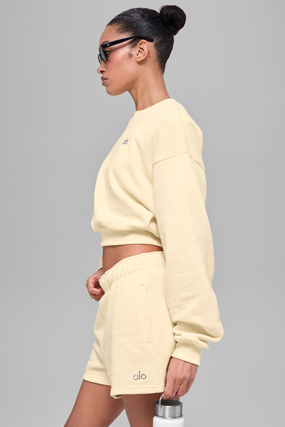 Cropped Accolade Crewneck - Candlelight Yellow--4