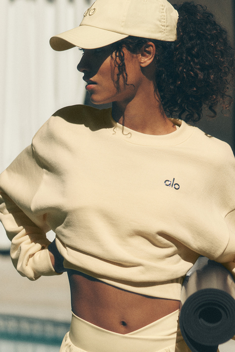 Cropped Accolade Crewneck - Candlelight Yellow--0