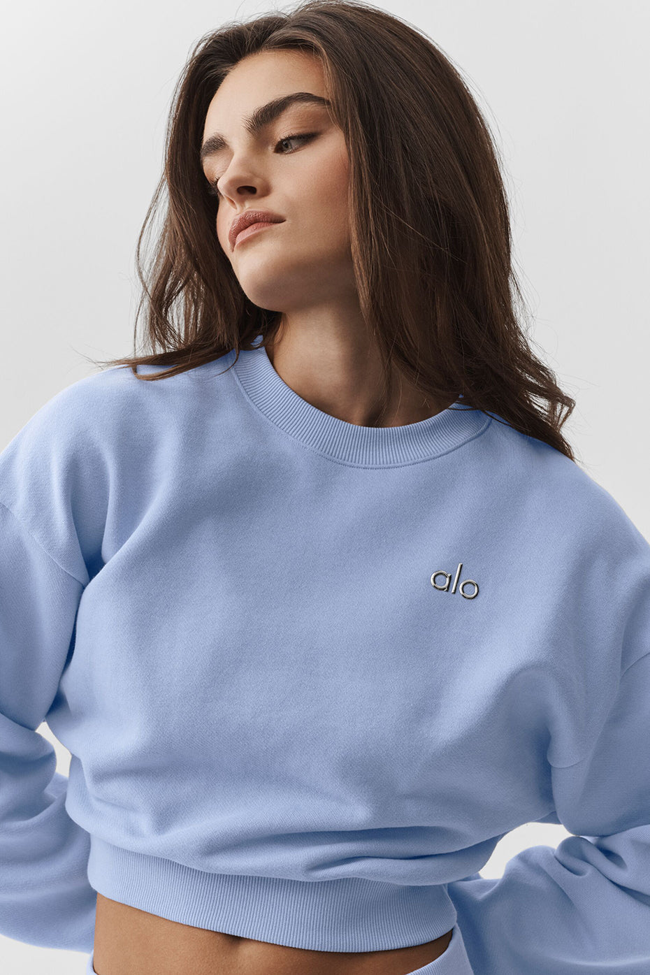 Cropped Accolade Crewneck - Light Provence Blue--3