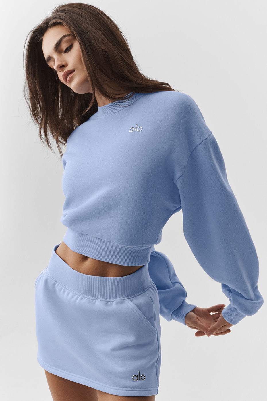 Cropped Accolade Crewneck - Light Provence Blue--2