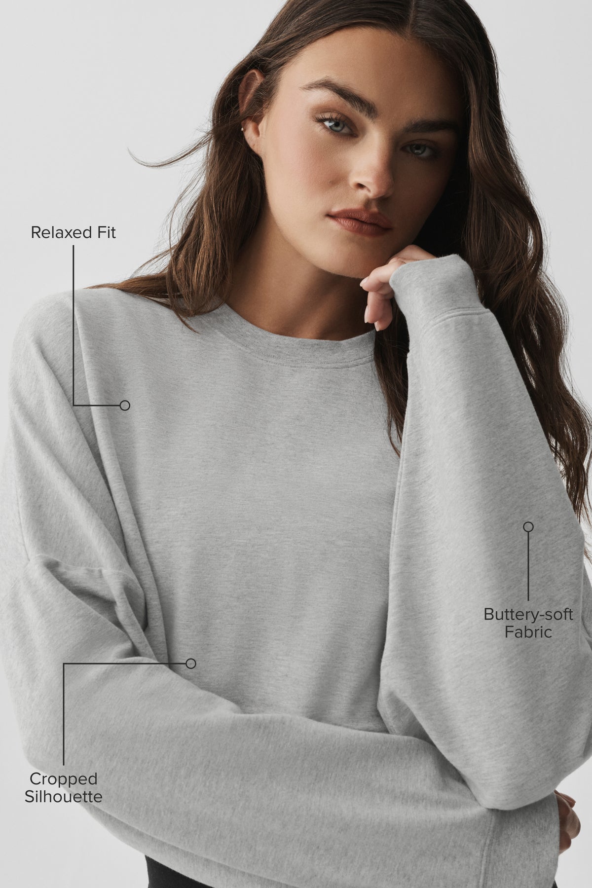 Cropped Sway Crew Neck Pullover - Athletic Heather Grey--1