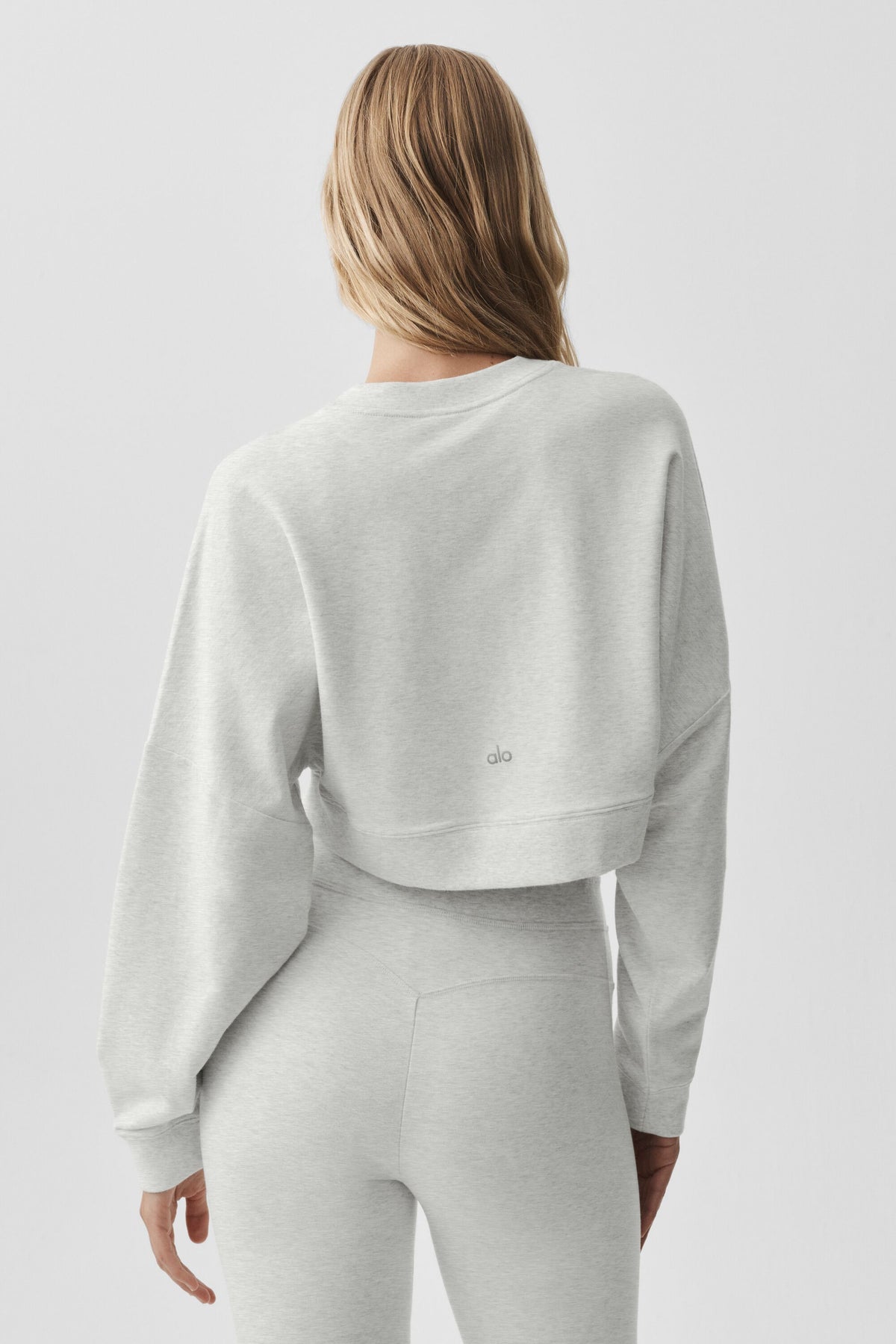 Cropped Sway Crew Neck Pullover - White Heather--1