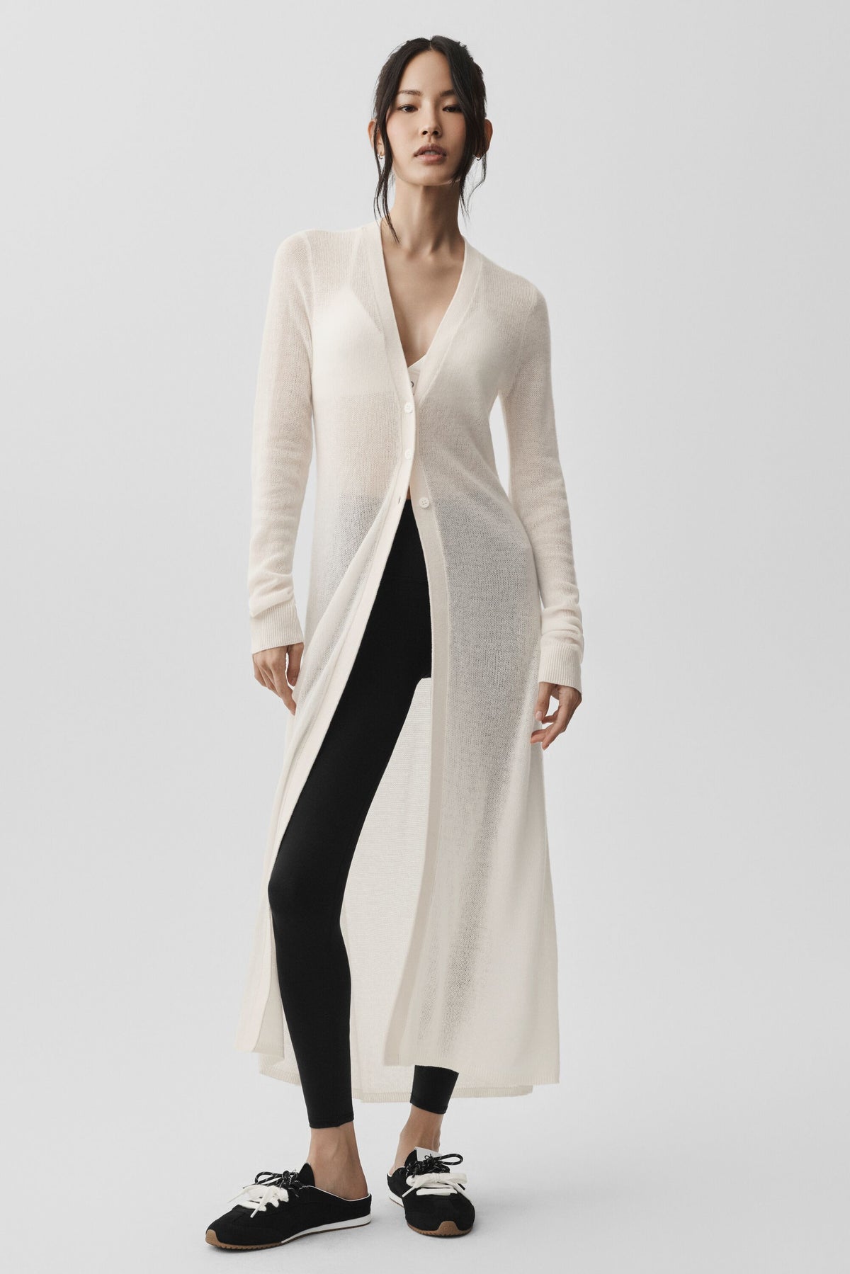 Sheer Cashmere Long Cardigan - Ivory--0