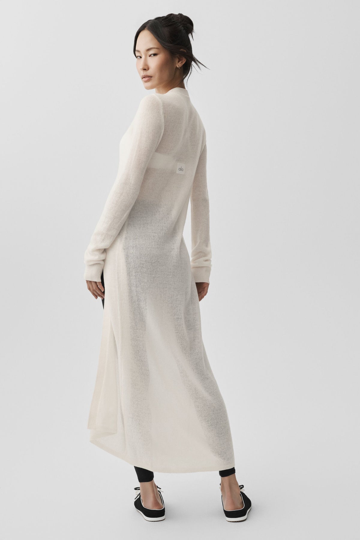 Sheer Cashmere Long Cardigan - Ivory--4