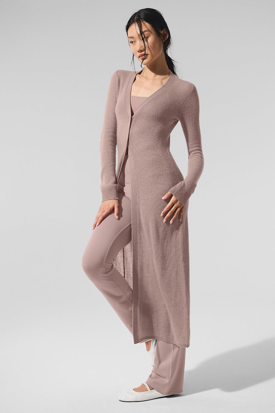Sheer Cashmere Long Cardigan - Taupe--5