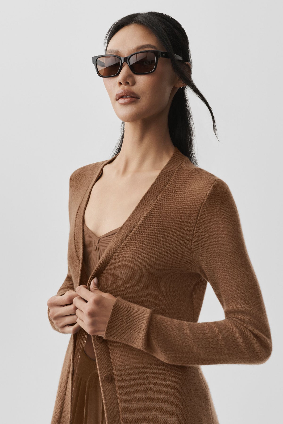 Sheer Cashmere Long Cardigan - Sun Kissed Brown--3