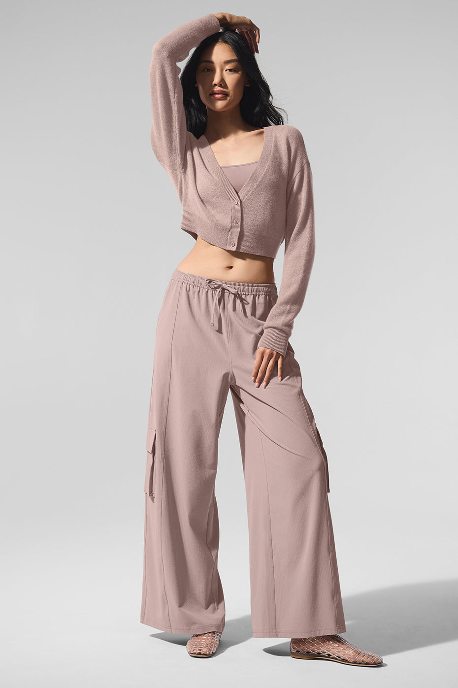 Sheer Cashmere Cropped Cardigan - Taupe--3