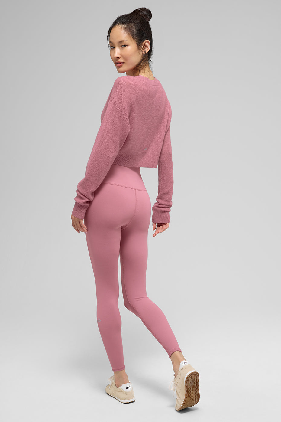 Sheer Cashmere Cropped Cardigan - Pink Wild Rose--3