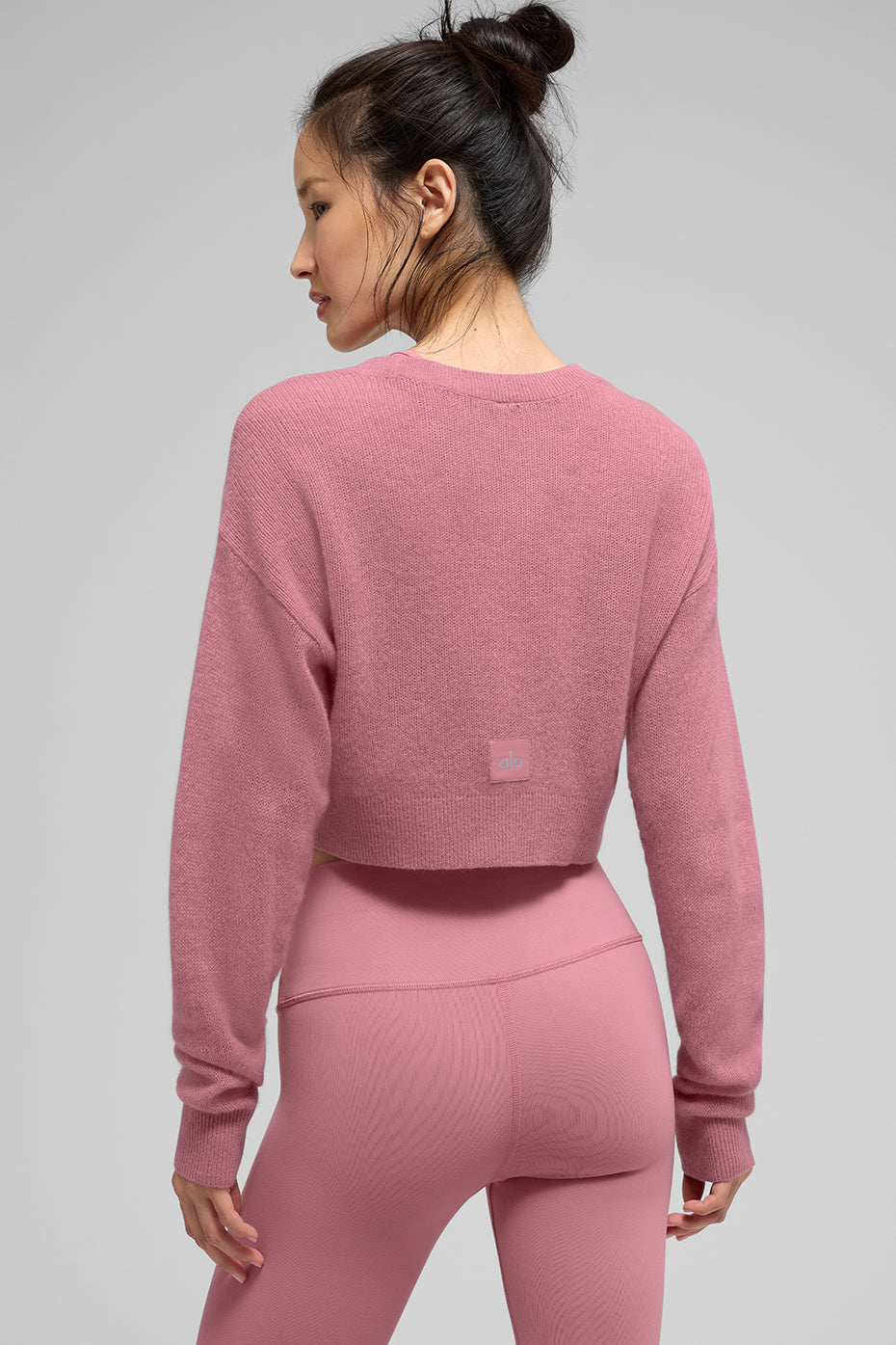 Sheer Cashmere Cropped Cardigan - Pink Wild Rose--1