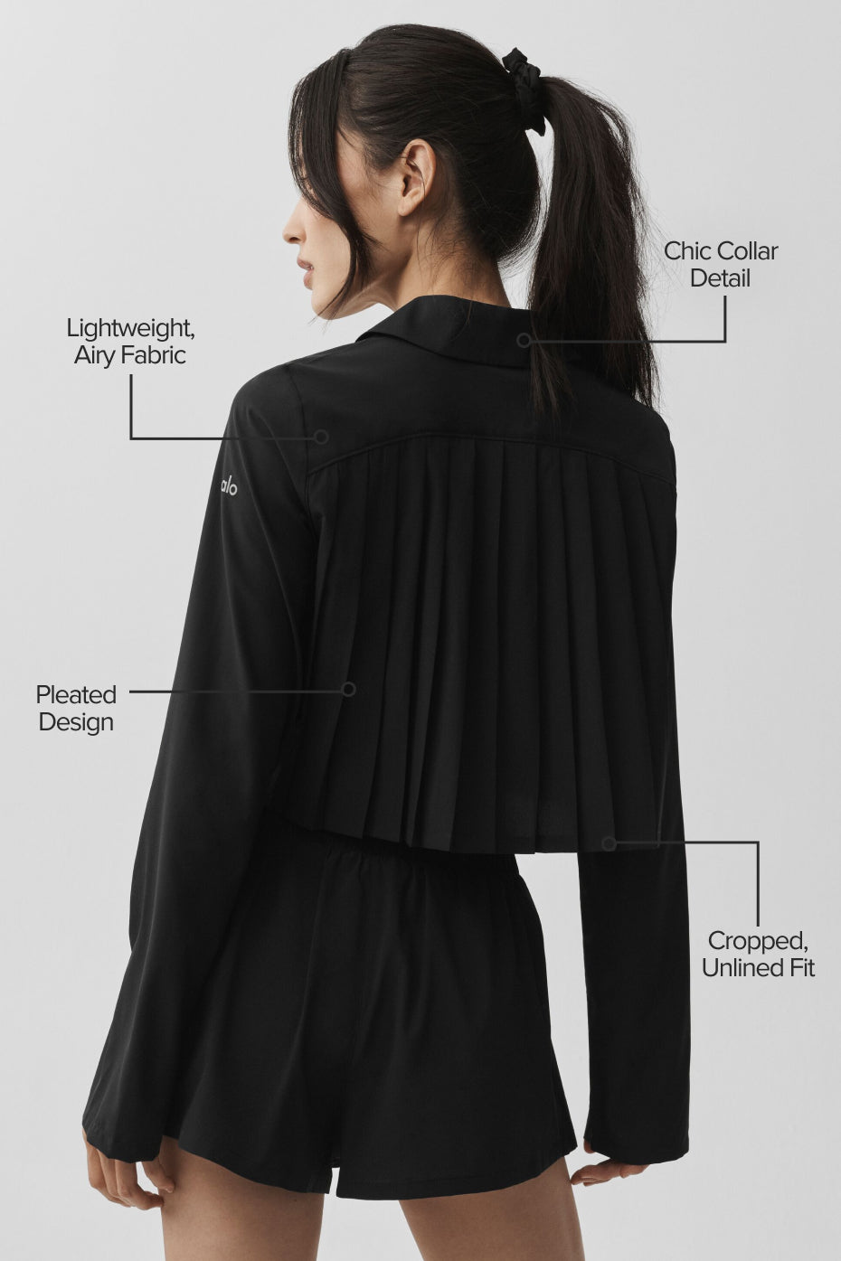 Cropped Unmatched Long Sleeve - Black--1