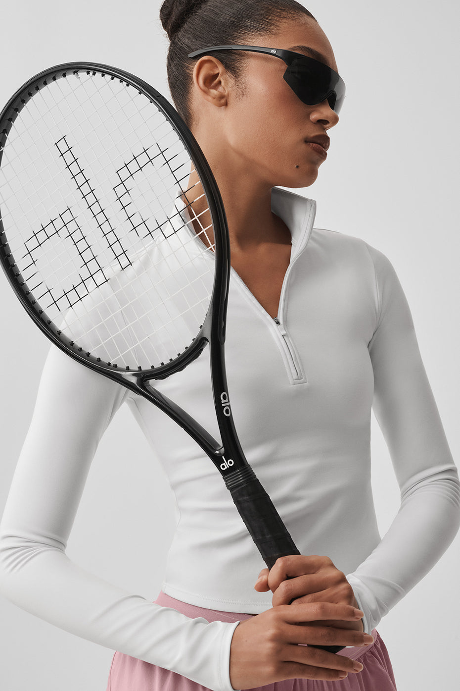 ALO Softsculpt Precision 1/4 Zip Long Sleeve - White--0