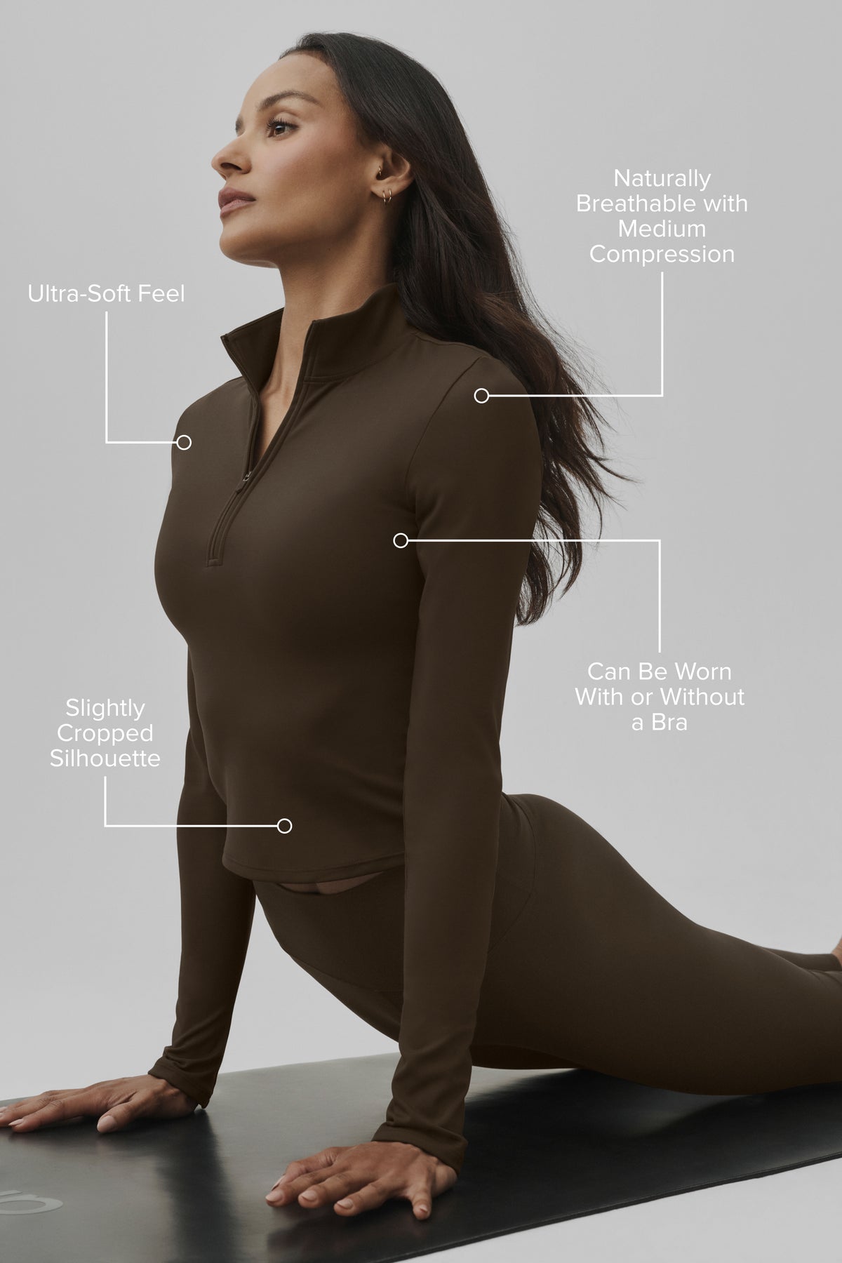ALO Softsculpt Precision 1/4 Zip Long Sleeve - Espresso--1