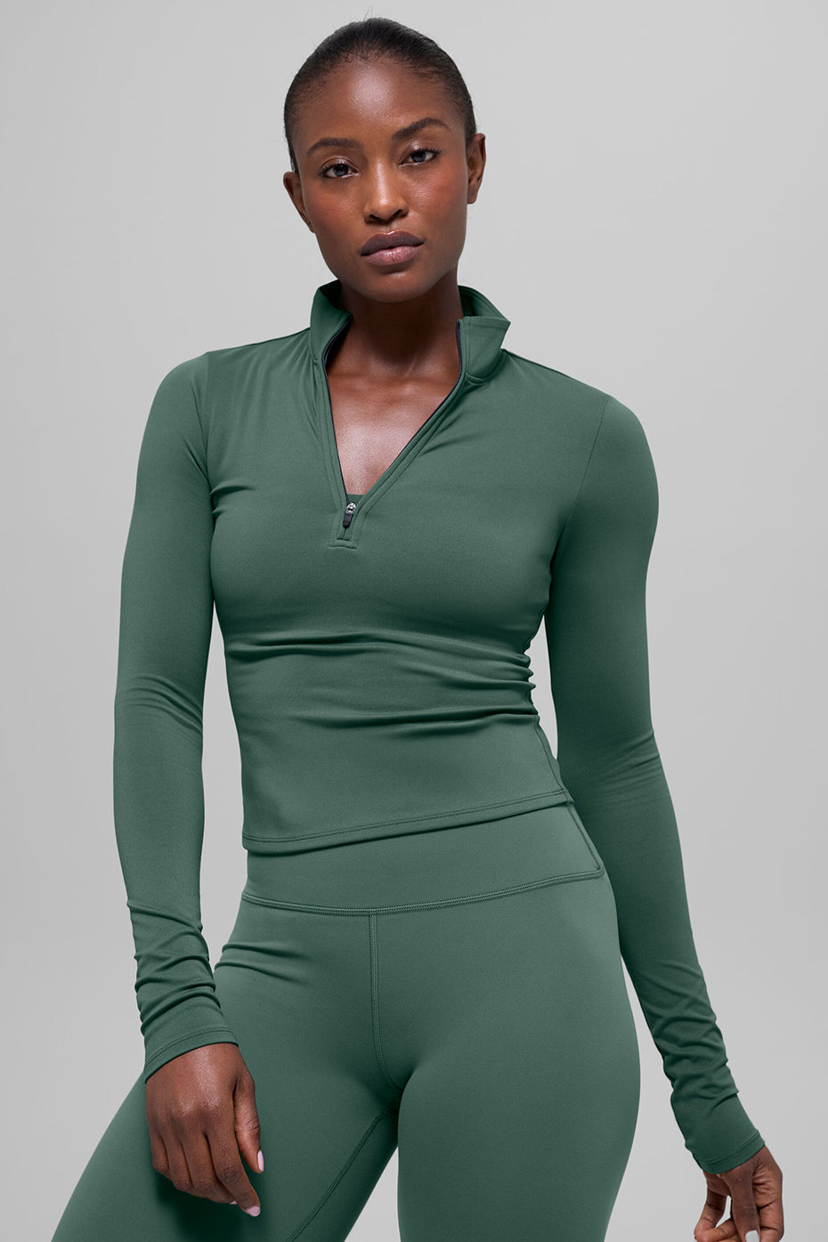 ALO Softsculpt Precision 1/4 Zip Long Sleeve - Clover Green--0