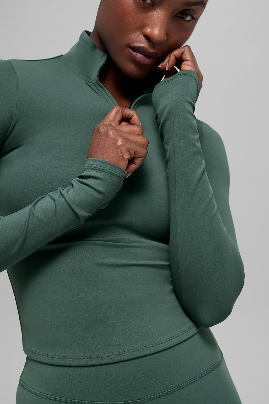 ALO Softsculpt Precision 1/4 Zip Long Sleeve - Clover Green--3