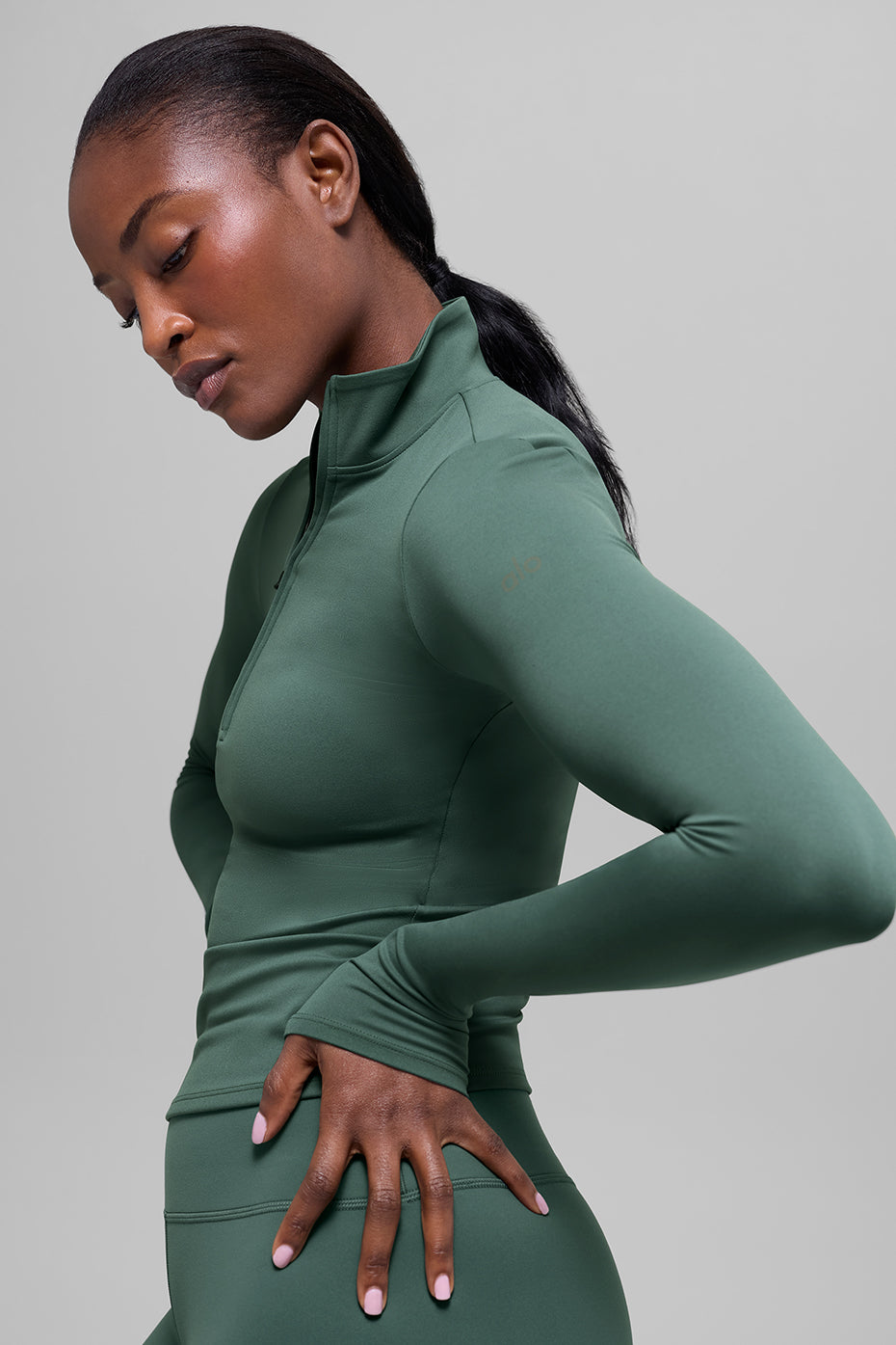 ALO Softsculpt Precision 1/4 Zip Long Sleeve - Clover Green--2