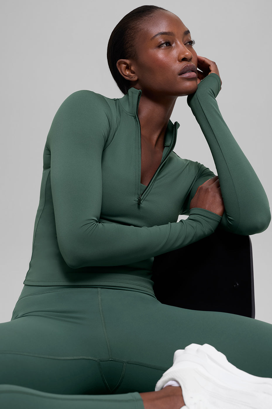 ALO Softsculpt Precision 1/4 Zip Long Sleeve - Clover Green--4