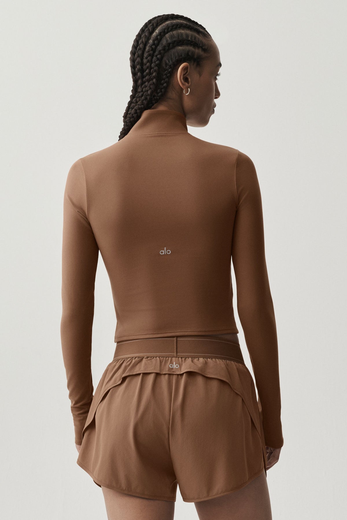 ALO Softsculpt Precision 1/4 Zip Long Sleeve - Sun Kissed Brown--3