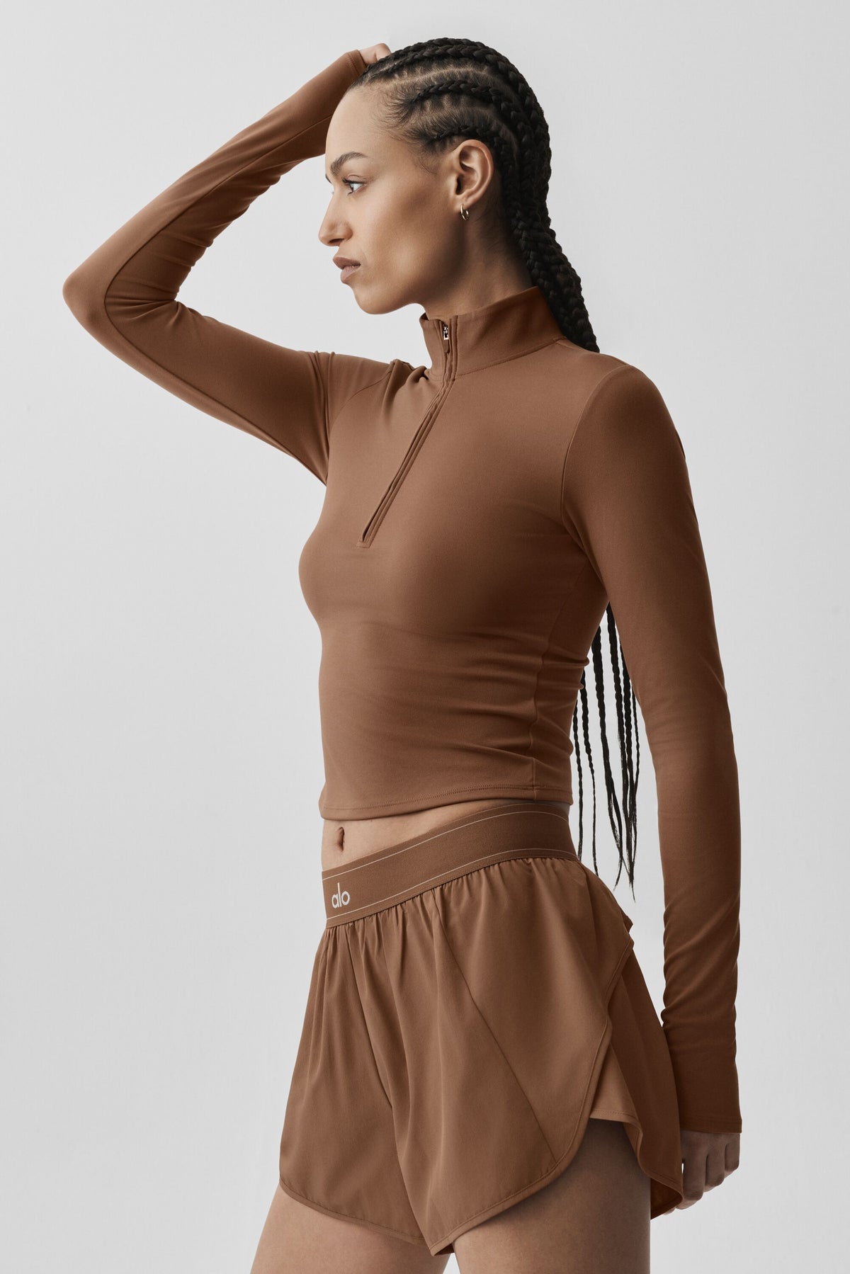 ALO Softsculpt Precision 1/4 Zip Long Sleeve - Sun Kissed Brown--2