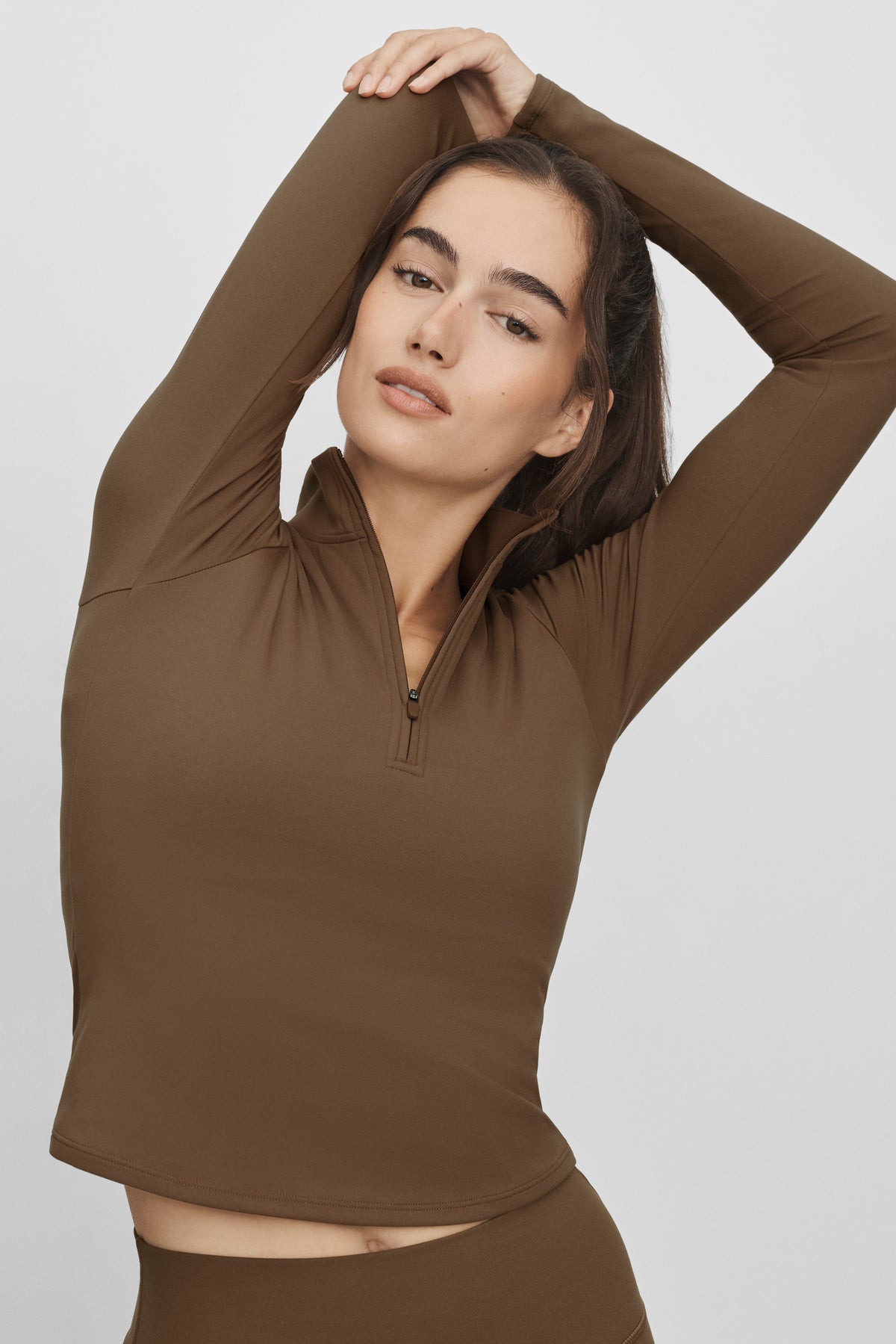 ALO Softsculpt Precision 1/4 Zip Long Sleeve - Java Brown--1