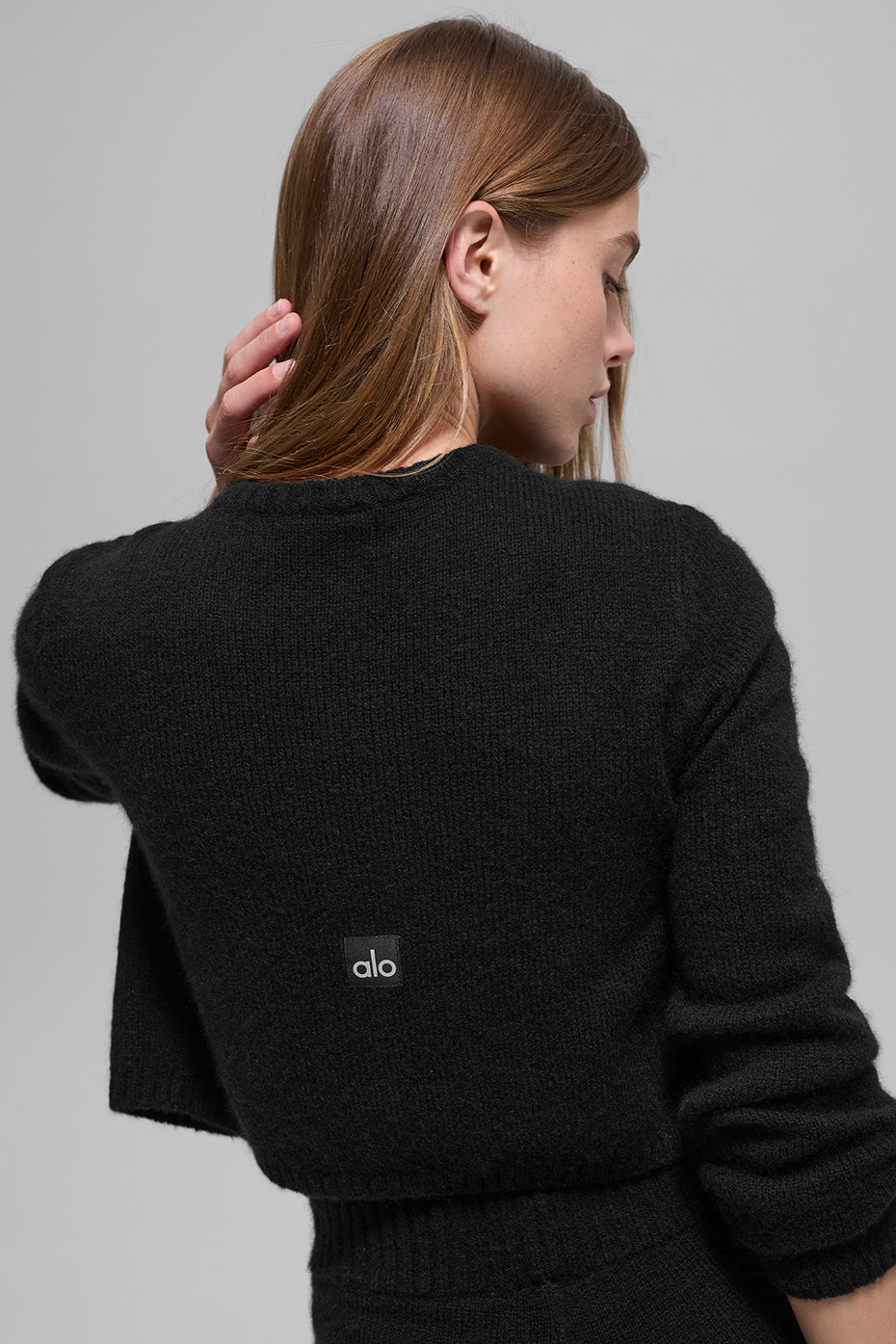 Wool Cashmere New Class Cropped Cardigan - Black--2