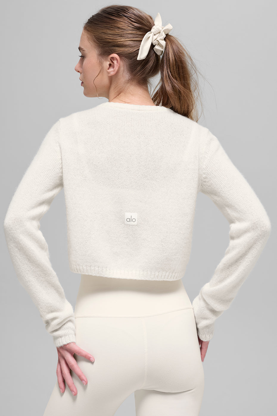 Wool Cashmere New Class Cropped Cardigan - Ivory--3