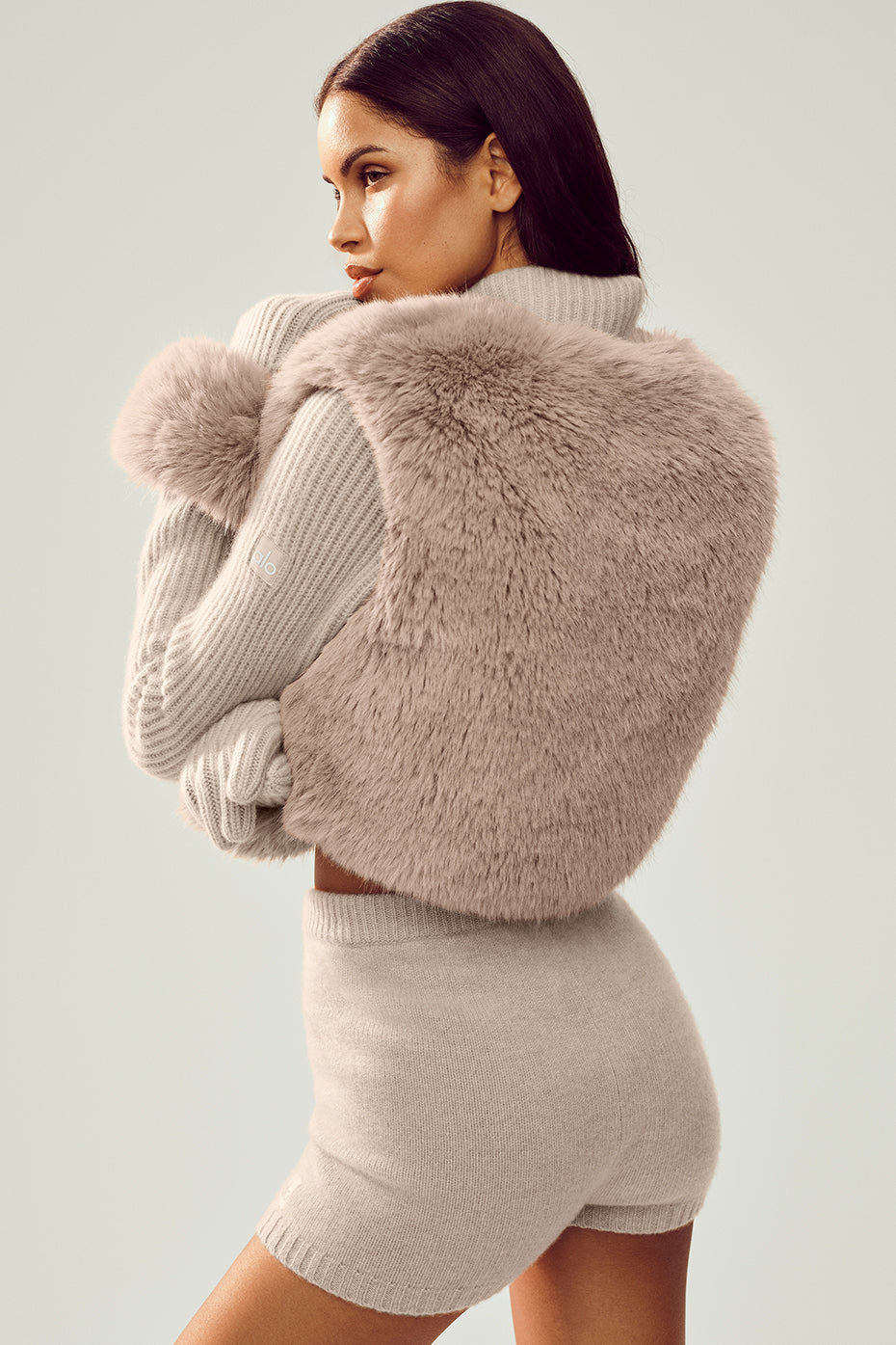 Faux Fur Cashmere Northstar Full Zip - Oat Heather--1