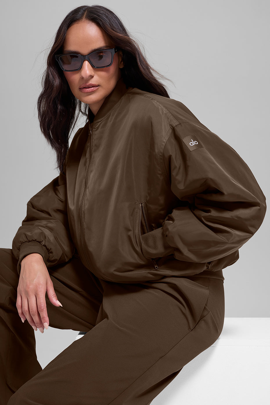 Faux Fur Urbanite Bomber - Espresso/Ivory--3