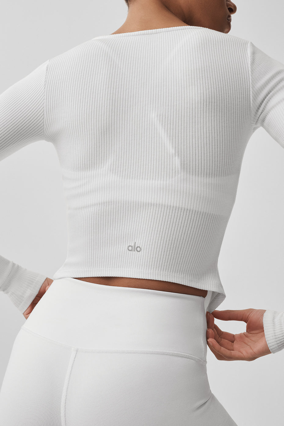 Ribbed Stardust Long Sleeve - White--1