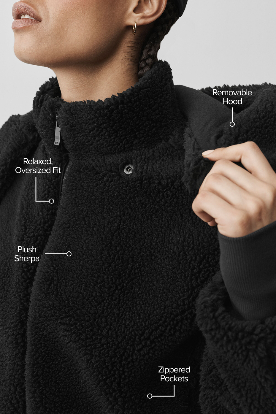 Foxy Sherpa Jacket - Black--1