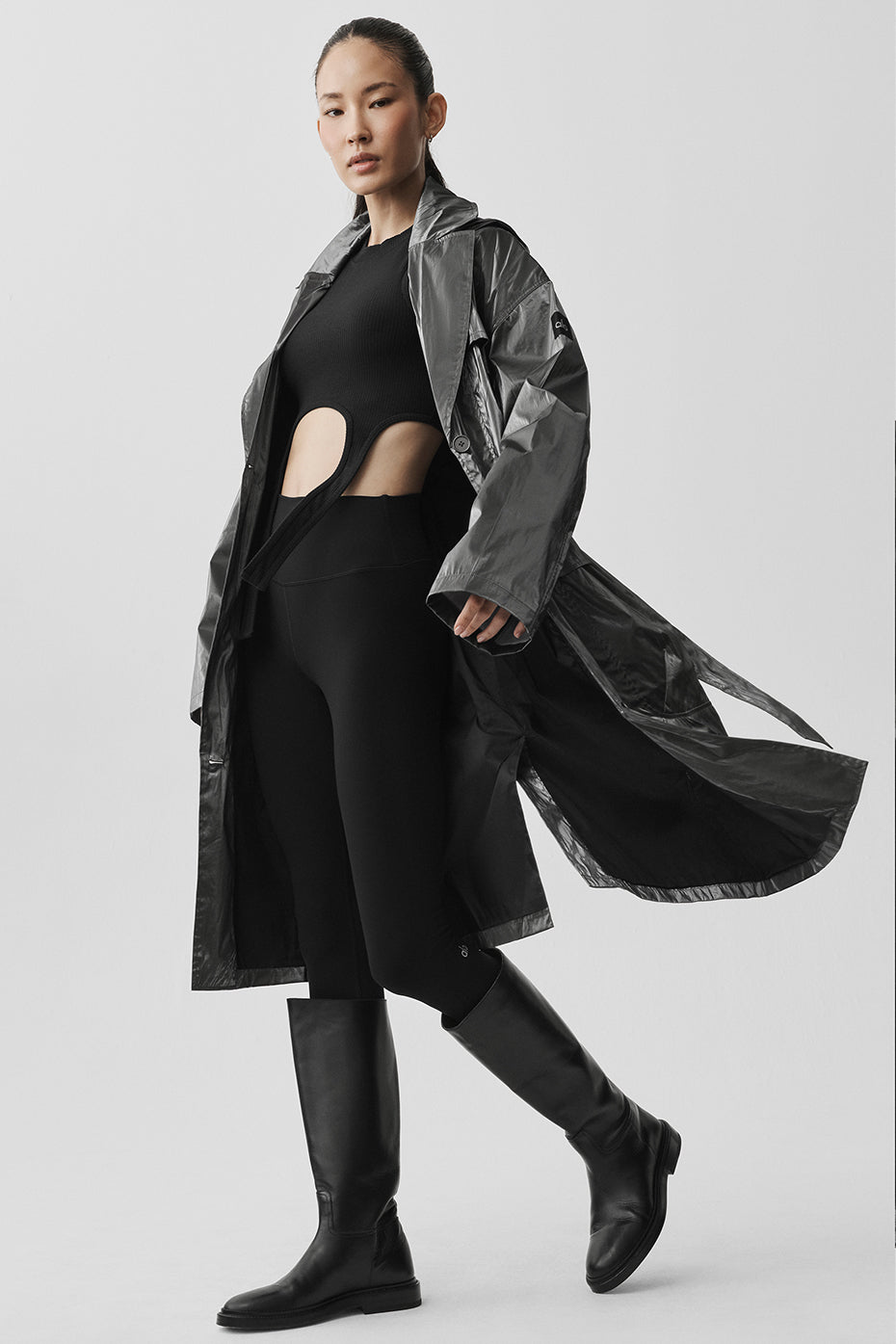 Metallic Break Line Trench - Silver Metallic--3