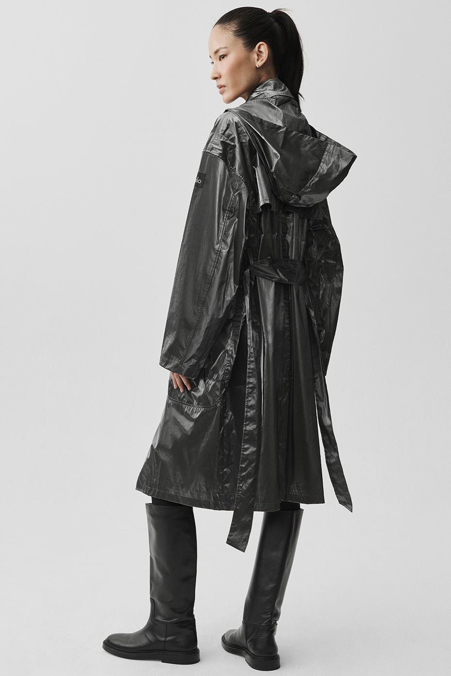 Metallic Break Line Trench - Silver Metallic--1