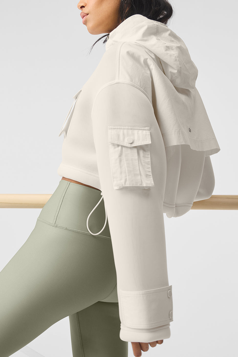 Cropped Engage Cargo Parka - Ivory--1