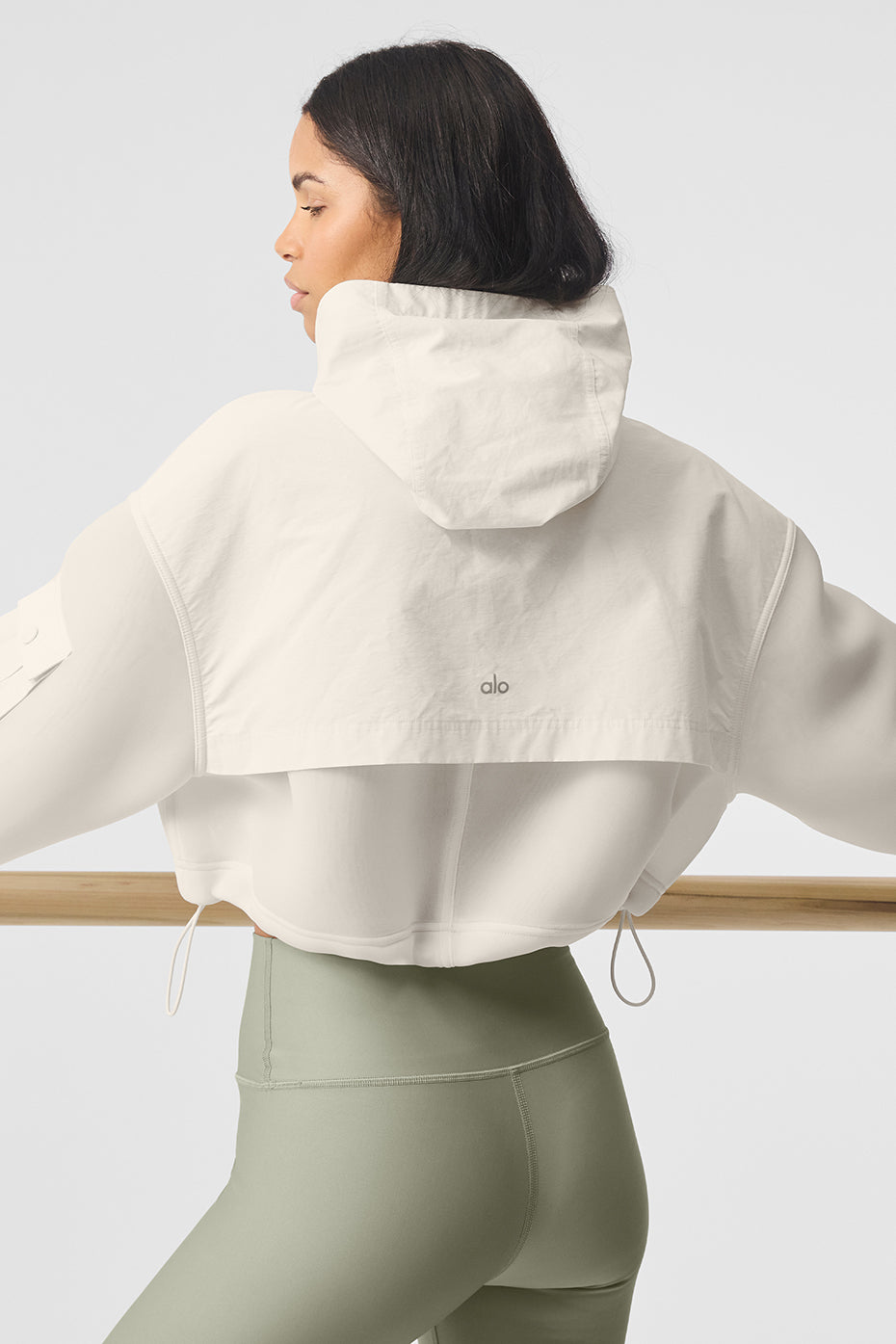 Cropped Engage Cargo Parka - Ivory--2