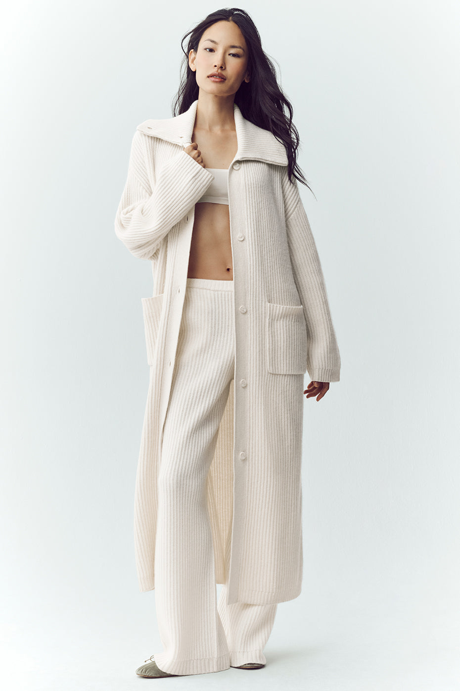 Cashmere Northstar Long Cardigan - Ivory--0