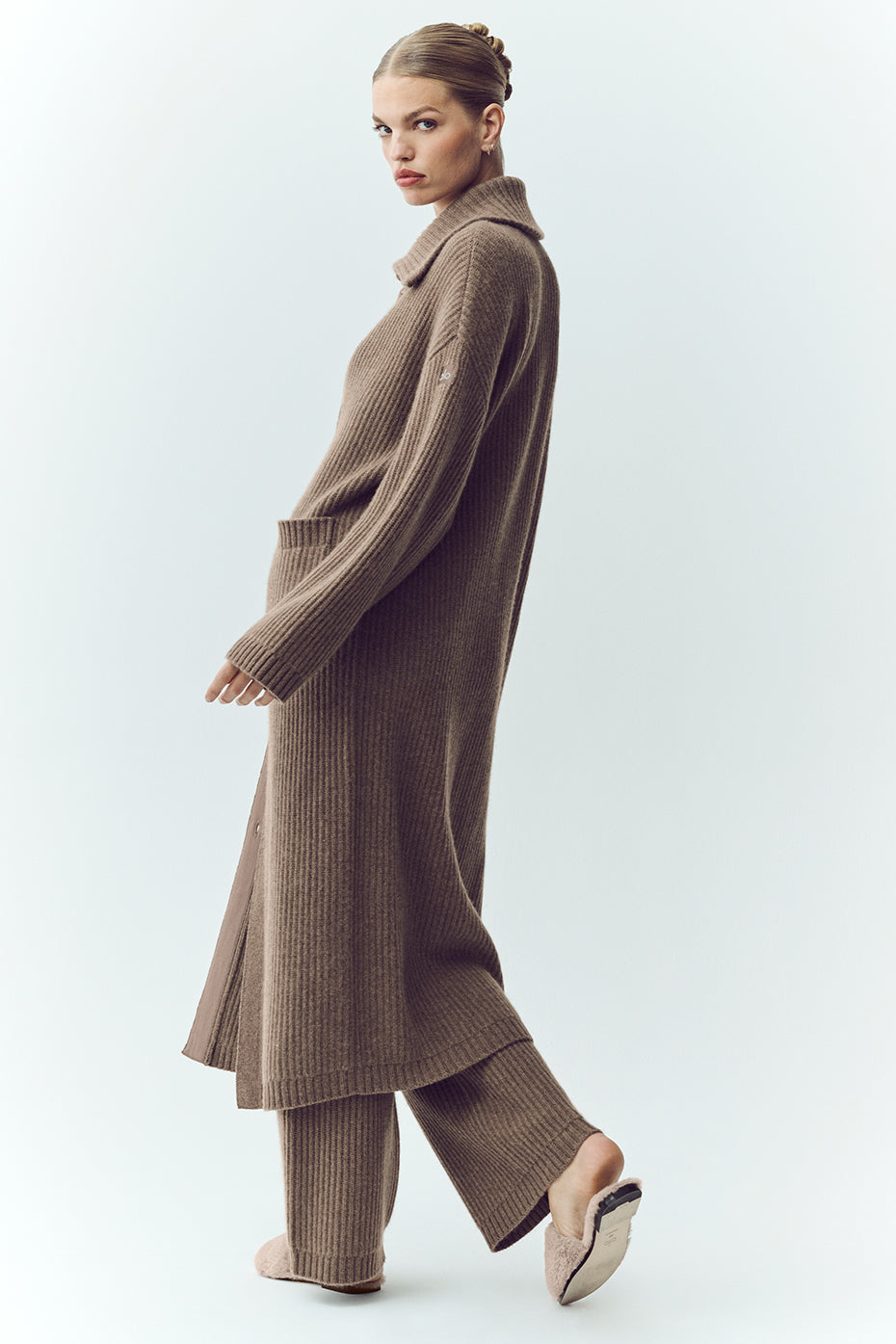 Cashmere Northstar Long Cardigan - Alpine Cocoa Heather--3