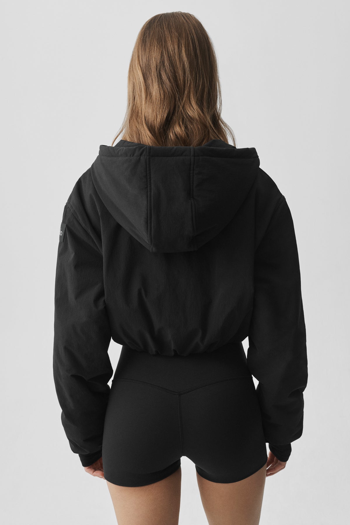 Cropped Mountain Peak Full-Zip Hoodie - Black--3