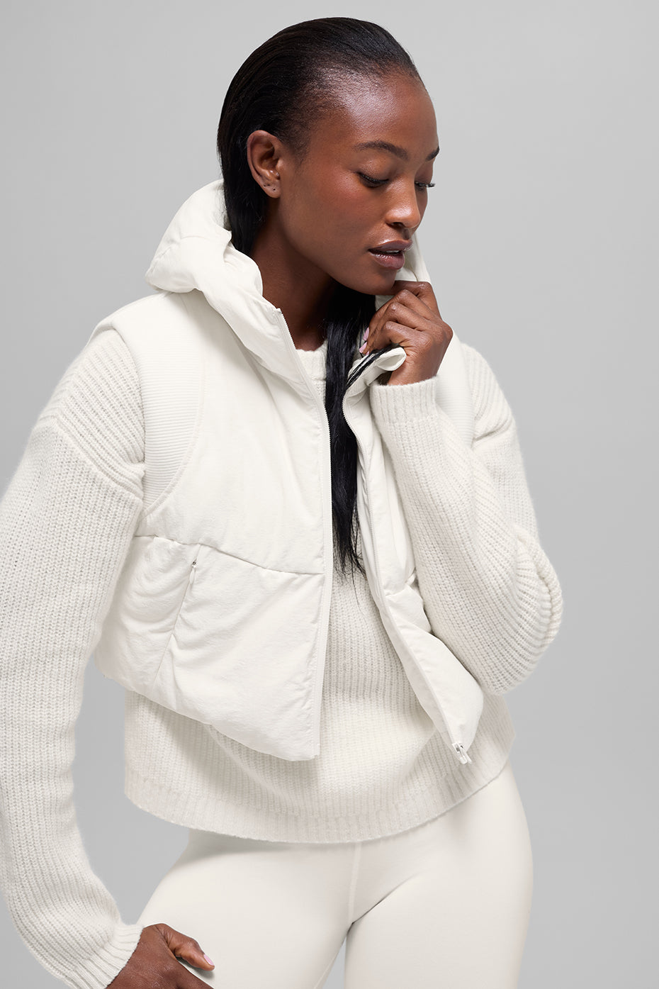 Fast Lane Puffer Vest - Ivory--0
