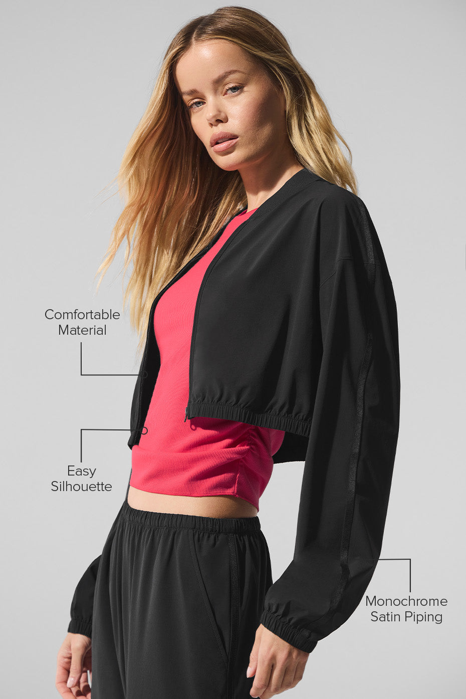 Cropped Breezy Full-Zip Cover Up - Black--1