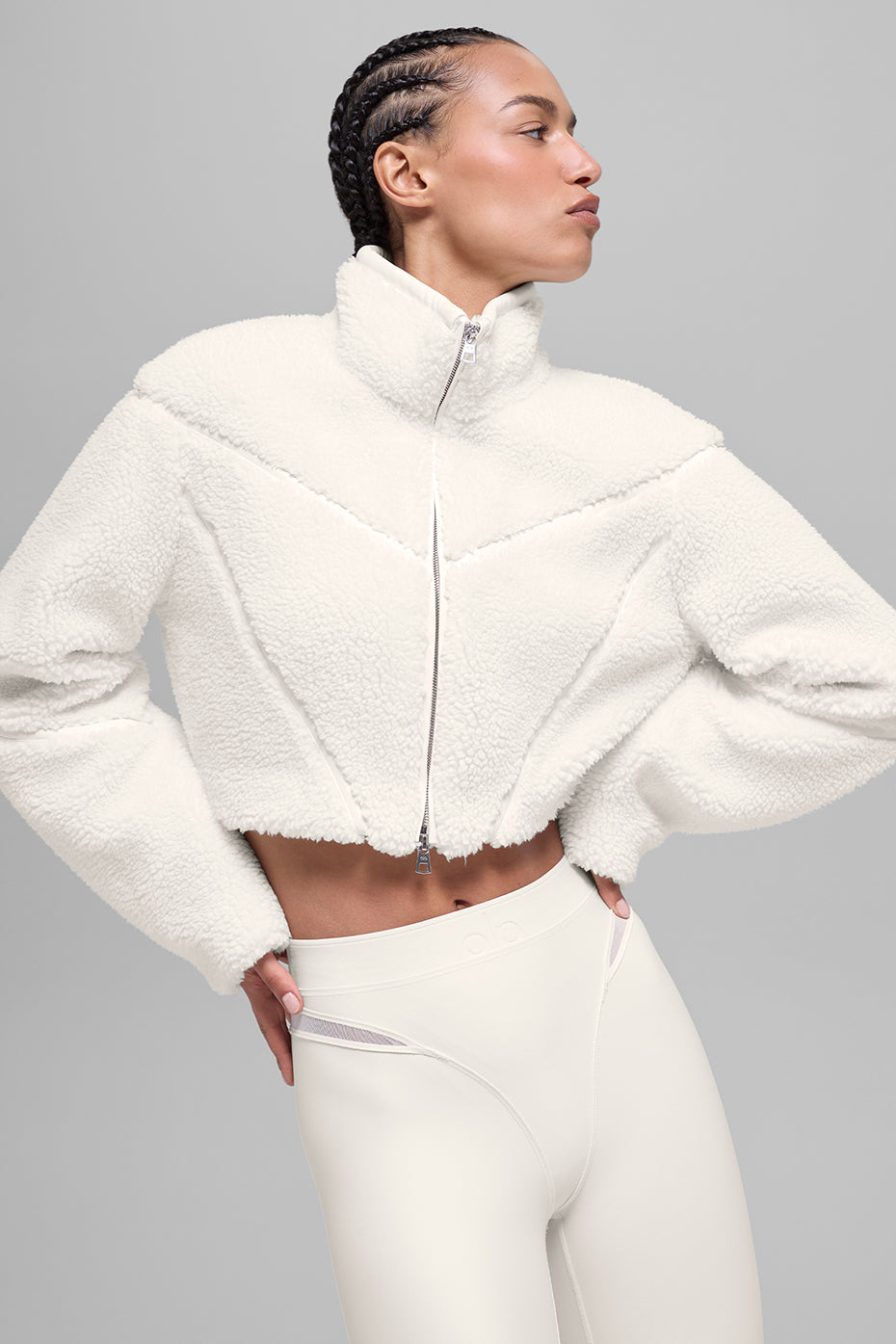 Sherpa Cropped Slope Side Jacket - Ivory--0