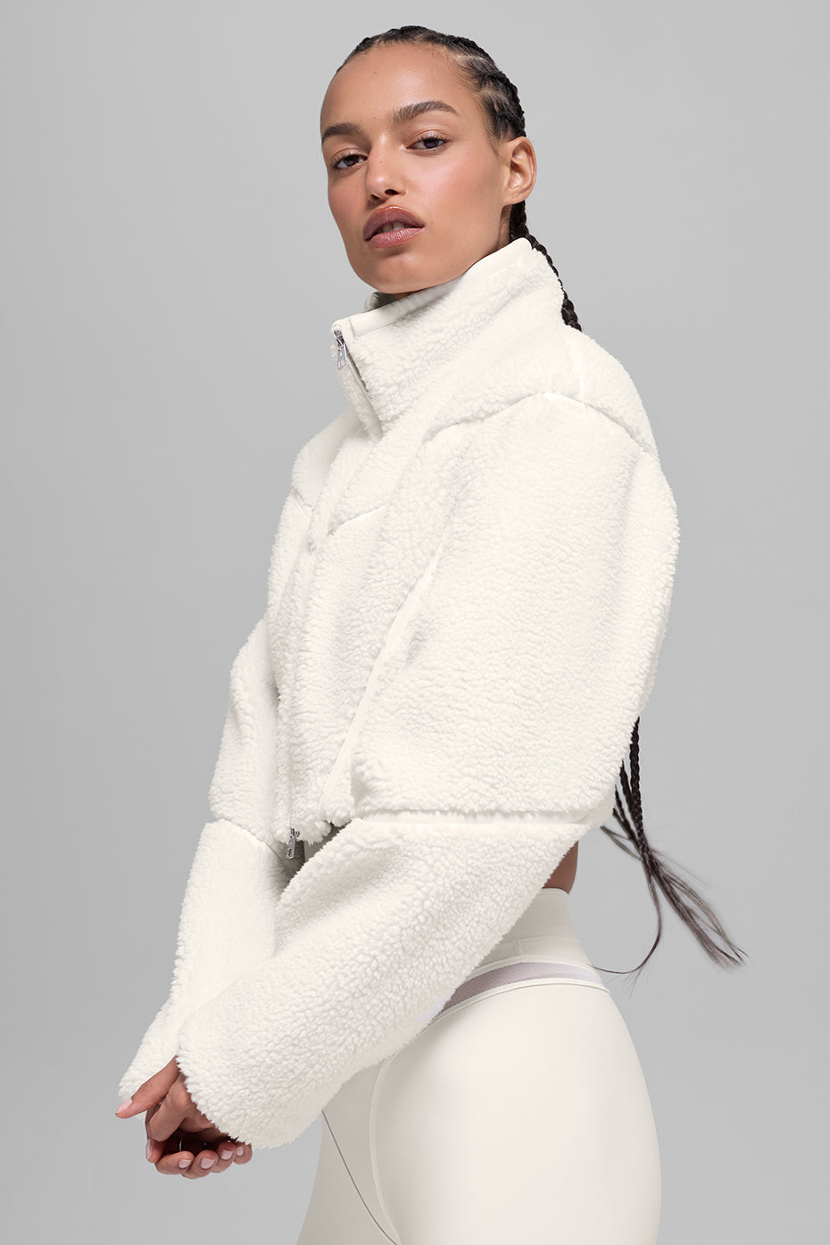Sherpa Cropped Slope Side Jacket - Ivory--2