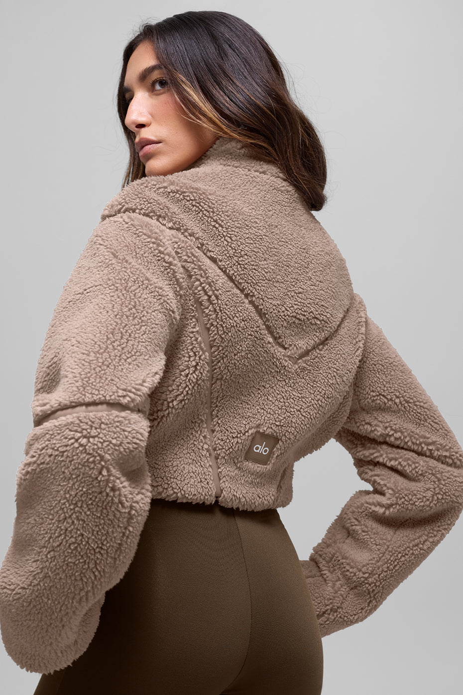 Sherpa Cropped Slope Side Jacket - Chai Latte--1