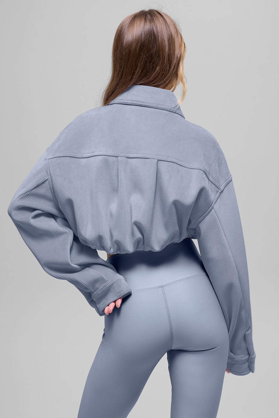Ribbed Velour Cropped Mountain Side Jacket - Winter Frost--1