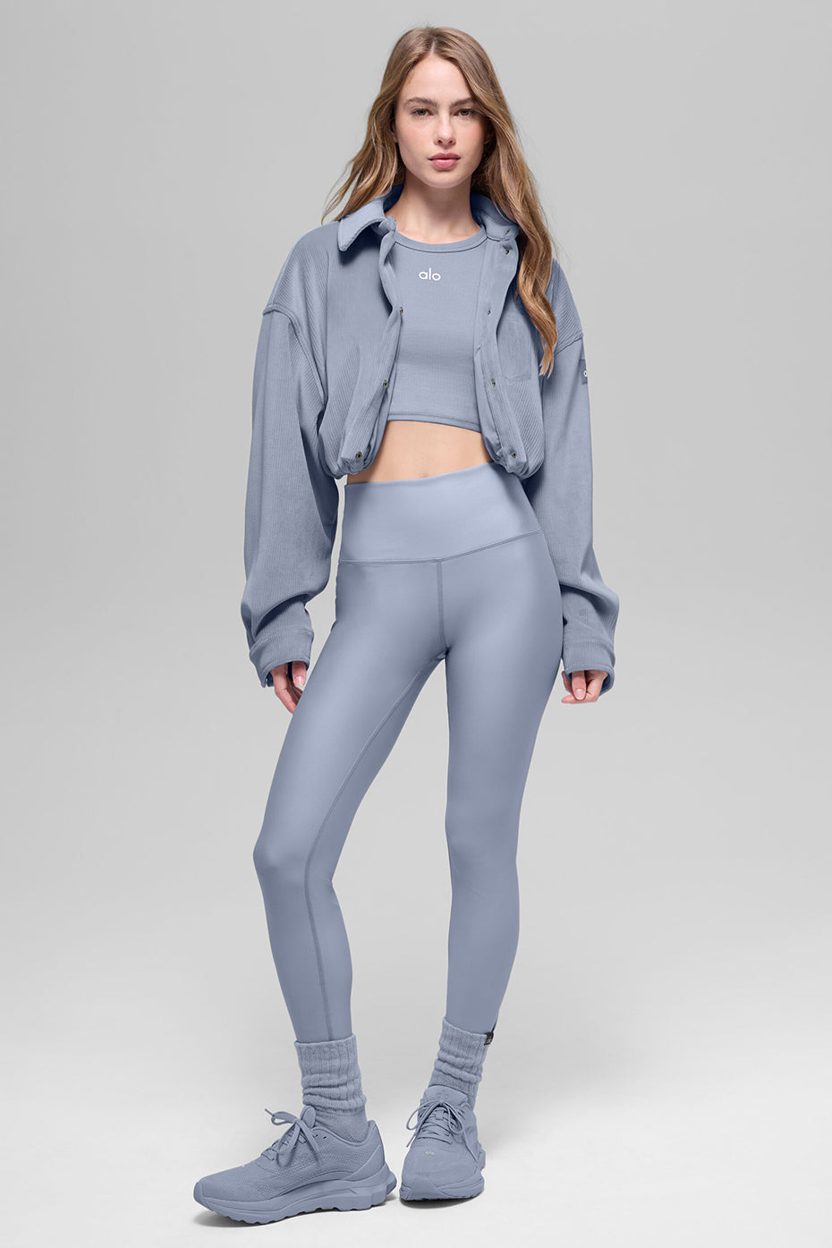 Ribbed Velour Cropped Mountain Side Jacket - Winter Frost--3