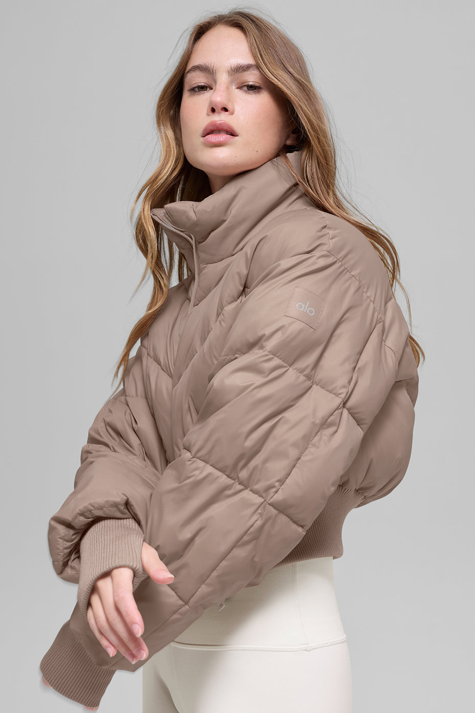Cropped Atmosphere Puffer - Chai Latte--2